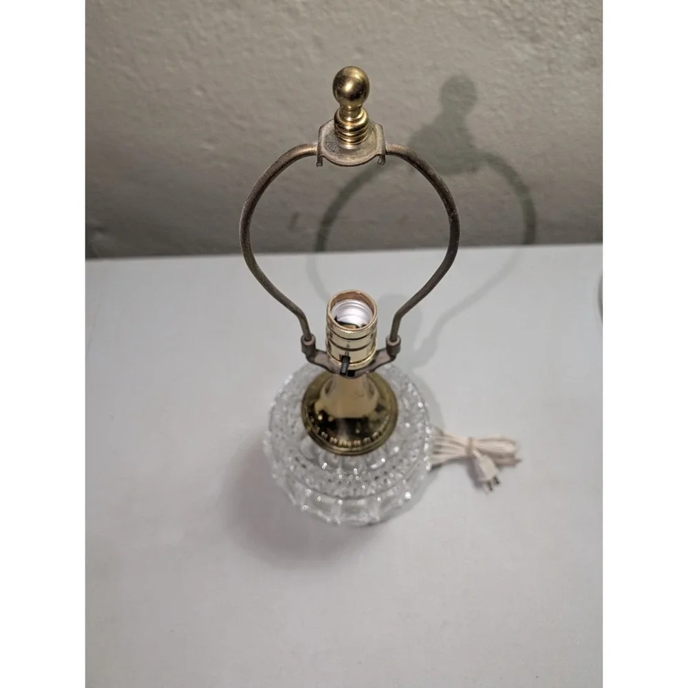 Vintage Crystal‎ Footed Lamp Boudoir Waterford Style MCM Regency